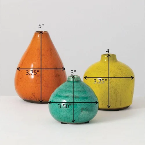 Miniatura 6 de Sullivans juego de jarrones de cerámica, diversos tamaño, colores aguamarina, naranja, verde, juego de 3 (CM2219)