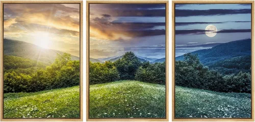 Miniatura 50 de wall26 Lienzo enmarcado para pared, juego de arte rojo, verde y amarillo, bosque de montaña otoñal, naturaleza, desierto, fotografía, realismo