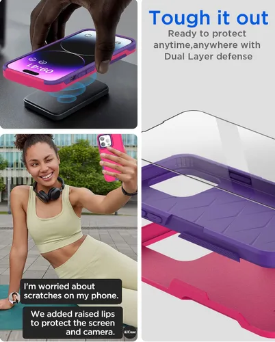 Miniatura 4 de AICase Funda para iPhone 13 Pro Max con protector de pantalla de vidrio, protección contra caídas de alta resistencia, cuerpo completo, resistente a