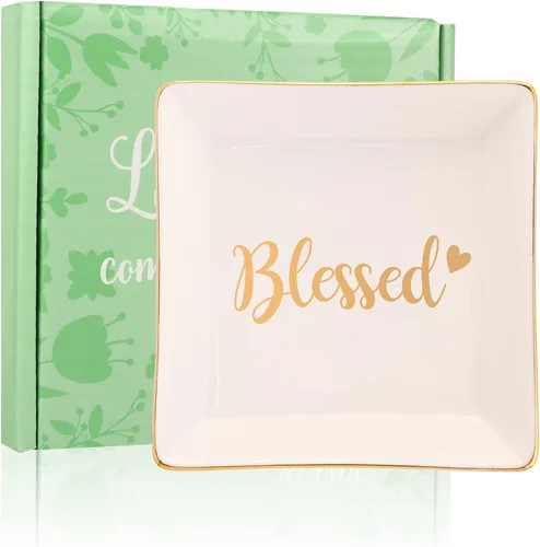 Regalos de agradecimiento para mujeres Plato de cerámica para anillos, bandeja de joyería, regalos de Dios, regalos de deseos para ella, regalos de