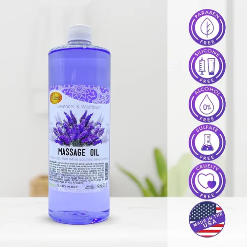 Miniatura 8 de SPA REDI Aceite de masaje de lavanda – Mezcla botánica sin residuos para el cuidado de tejidos profundos y piel seca Vitamina E, aceite