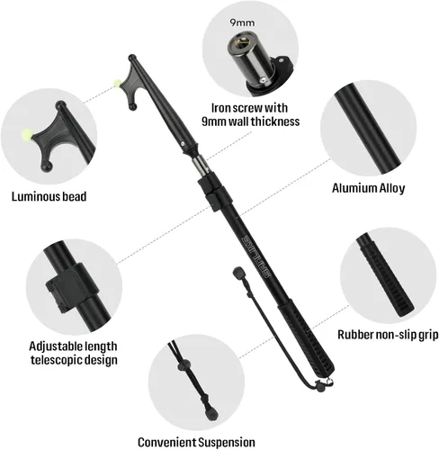 Miniatura 2 de SANLIKE Telescopic Boat Hook - Scratch-Resistant Boat Hook with Luminous Bead Boating Push Pole for Docking