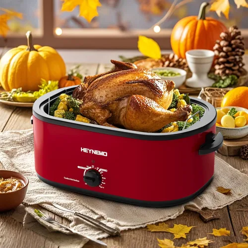 Miniatura 8 de Horno rostizador eléctrico, con tapa visible y autohumectante, grande, funciones de descongelado y mantenimiento de calor, temperatura ajustable