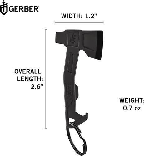 Miniatura 8 de Gerber Gear Llavero Hacha Multiherramienta 3 en 1, Se Engancha al Bolsillo o Llavero con Abrebotellas, Destornillador de Cabeza Plana, Abridor