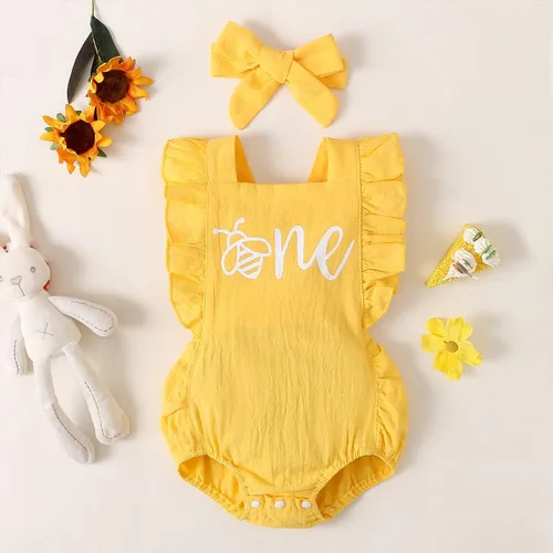 Miniatura 36 de Shalofer Traje de primer cumpleaños para bebé niña con diadema