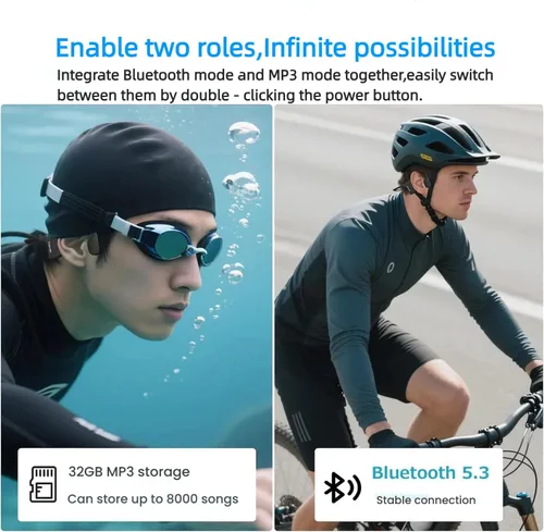 Miniatura 5 de Auriculares de natación de conducción ósea inalámbricos Auriculares submarinos IPX8 Auriculares Bluetooth impermeables Auriculares Bluetooth