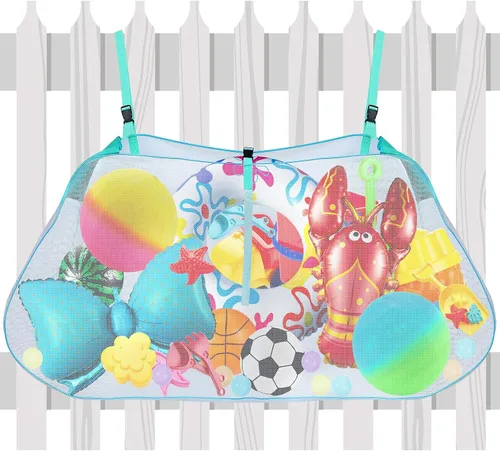 Miniatura 8 de Shappy Bolsa de almacenamiento para flotador de piscina, grande, ajustable, para colgar en la piscina, accesorios de playa, organizador de malla