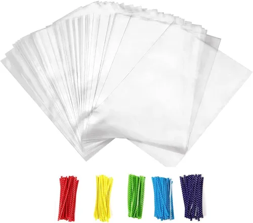 Miniatura 8 de Newkita Bolsas transparentes para golosinas de celofán de 8 x 10 pulgadas con lazos giratorios de 4 pulgadas, paquete de 100