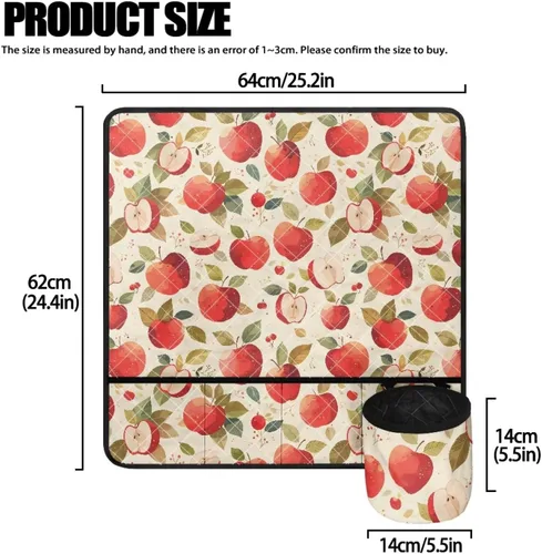 Miniatura 5 de Alfombrilla para máquina de coser con estampado de manzanas rojas para mesa con bolsillos, resistente al polvo, compatible con máquina de coser
