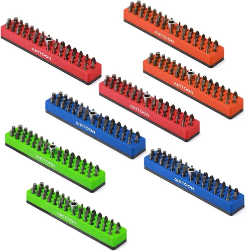 Miniatura 9 de 2 soportes magnéticos para puntas hexagonales de 1/4 de pulgada, almacenamiento de brocas de 43 agujeros con base magnética fuerte, organizador