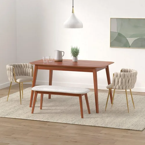 Miniatura 2 de NIOIIKIT - Sillas de comedor modernas de terciopelo con tejido manual, sillas de acento para sala de estar, sillas tapizadas laterales con patas
