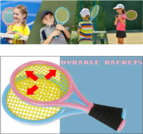 Miniatura 3 de Raquetas de tenis para niños con bolsa de transporte, pelotas de entrenamiento suaves y pájaros de bádminton, juego de regalo de raquetas de tenis