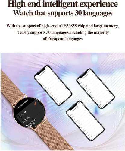 Miniatura 7 de Relojes inteligentes para mujer, pulseras pequeñas, correa de silicona rosa de 1.614 in, reloj inteligente con llamada Bluetooth, pantalla AMOLED