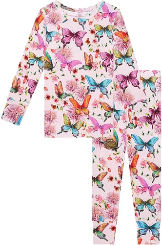 Miniatura 61 de Posh Peanut Pijamas para niñas, suaves, de viscosa de bambú para niños, pijamas a juego de manga larga para niñas