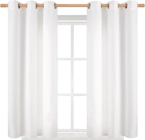 Miniatura 123 de BGment Cortinas de Lino Beige de 63 Pulgadas de Largo 2 Paneles - Tratamientos para Ventanas con Textura de Arpillera Filtrantes de Luz Cortinas