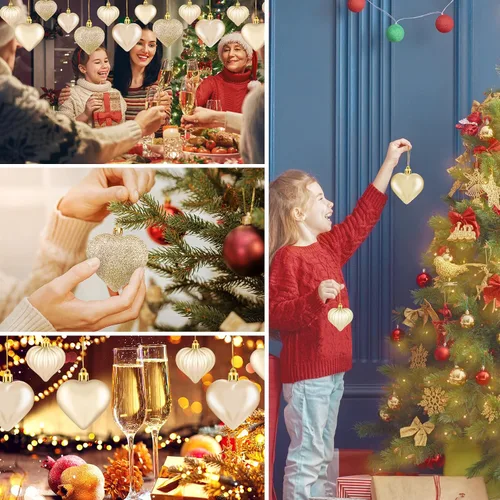 Miniatura 5 de Duufin 45 adornos dorados de corazón para el día de San Valentín, adornos colgantes para San Valentín, árbol de Navidad