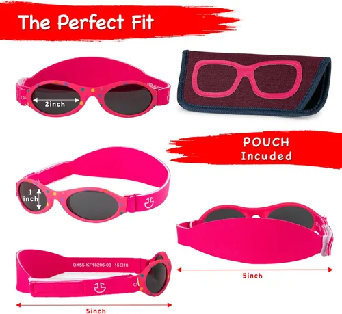 Miniatura 2 de Optix 55 Gafas de sol para bebé con correa Gafas de sol para bebés, niños y niñas de 0 a 12 meses edad 3, UV 400