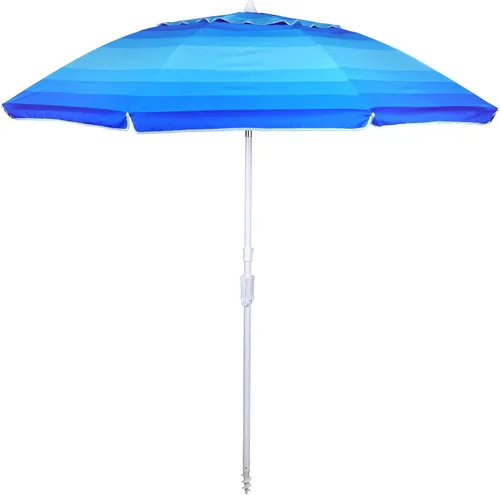 Miniatura 11 de Sombrilla de playa al aire libre de 6.5 pies con anclaje de arena, inclinación y protección solar UV50+, ligera y portátil, perfecta para playa