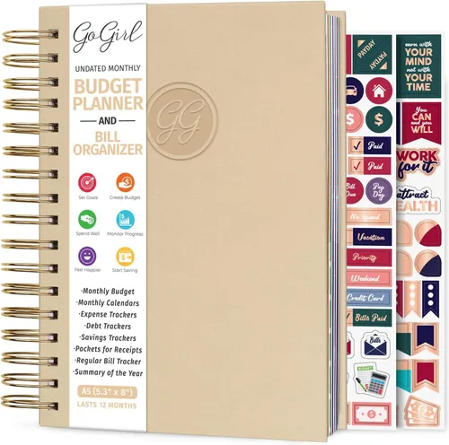 Miniatura 20 de GoGirl Planificador de presupuesto y organizador mensual de facturas, libro financiero mensual con bolsillos. Cuaderno de seguimiento de gastos
