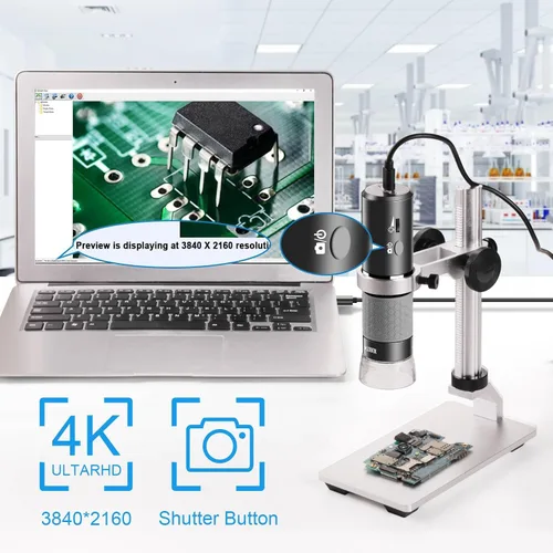 Miniatura 2 de Microscopio 4K con soporte profesional para iPhone Android PC, 50-1000X Microscopio digital USB endoscopio HD cámara para todos los teléfonos Gris