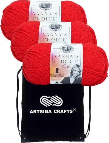 Miniatura 36 de Lion Brand Vanna's Choice Pink 860-101 (3 madejas - mismo lote de tinte) Estambre acrílico mediano Worsted #4 para ganchillo y tejer con bolsa
