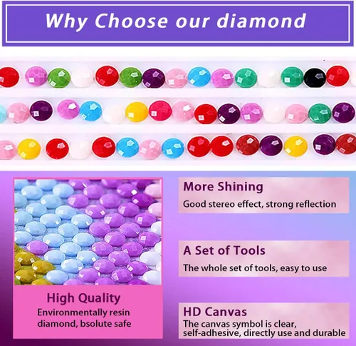 Miniatura 5 de JAKI Kits de Pintura de Diamantes para Adultos - Kits de Arte de Diamantes de Castillo para Adultos, Kits de Arte de Gemas para Adultos, Imágenes