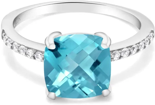 Miniatura 95 de Gem Stone King Anillo de compromiso de plata de ley 925 con piedra preciosa de corte cojín de 0.315 in Anillo de compromiso de aniversario de boda