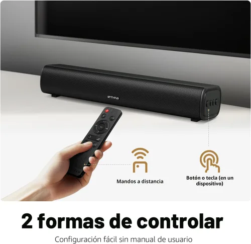 Miniatura 6 de Barra de sonido para Smart TV, barra de sonido de 16'/60W con graves impactantes, luz dinámica y control remoto, altavoces de TV montables en pared