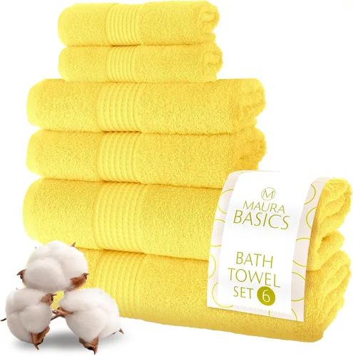 Miniatura 33 de MAURA Basics - Toallas de baño de 100 % algodón turco con bucles de gancho. Juego de toallas de felpa absorbentes de lujo extra grandes para baño