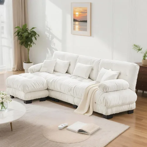 Miniatura 36 de SoarFlash Moderno sofá reclinable de terciopelo para sala de estar, sofá biplaza para apartamento, sofá de almacenamiento con marco de madera Azul
