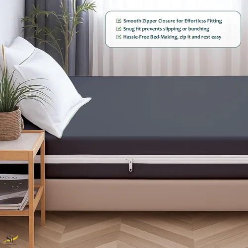 Miniatura 5 de Protector de colchón tamaño completo, funda 100% impermeable con cremallera, 15 pulgadas de profundidad, funda de colchón de seis lados para cama