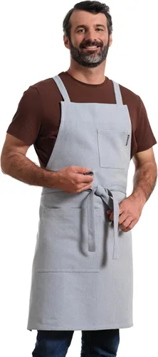 Miniatura 2 de MEEMA Cooking Aprons for Women with Pockets Comfortable One Size Fits All Upcycled Adjustable Cross Back Aprons for Men