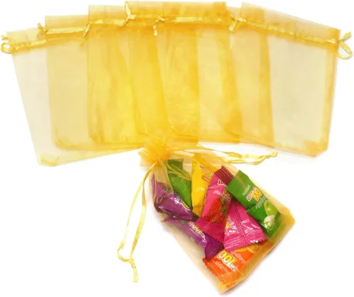 Miniatura 5 de 50 bolsas de organza doradas de 4 x 6 pulgadas con cordón, bolsas de malla para joyería, bolsas de regalo para Baby Shower, favores de boda, dulces