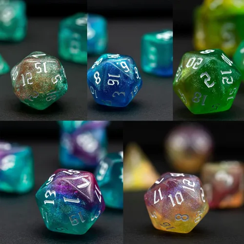 Miniatura 3 de 5 juegos de dados DND, juego de dados poliédricos (35 piezas) con bolsa de troquel de cuero, juego de troqueles D&D para juegos de mesa RPG