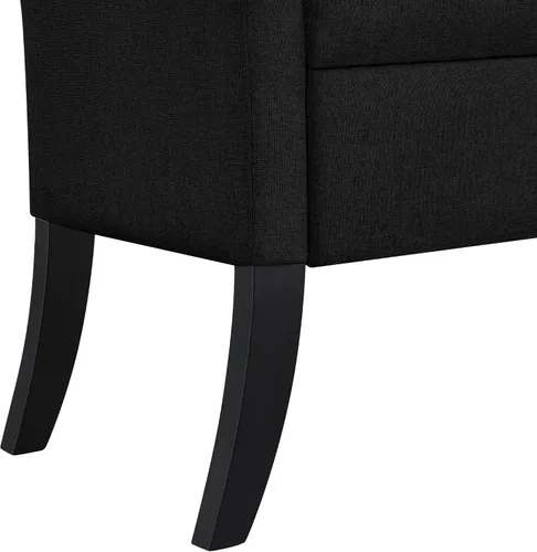 Miniatura 7 de Topeakmart Otomana moderna de almacenamiento con brazos enrollados, color negro, tela de lino, capacidad de 300 libras