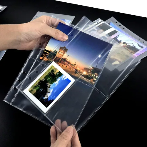 Miniatura 5 de 200 bolsillos para fotos de 2.5 x 4 pulgadas, tamaño A5, 6 anillas, 25 hojas de doble capa transparente para fotos, página interior, 4 bolsillos