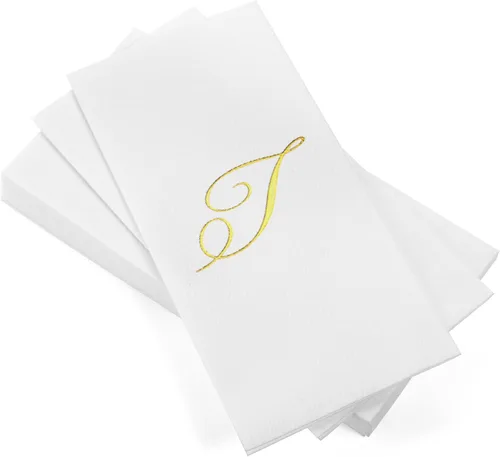 AMERICAN HOMESTEAD - Toallas de mano desechables – Servilletas de invitados con monograma de lámina dorada – Toallas de papel de baño similares al