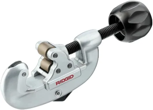Miniatura 2 de RIDGID 32915 #10 Cortador de tubos de alimentación de tornillo con rueda de servicio pesado, cortador de tubos de 1/8 a 1 pulgada, plata/negro