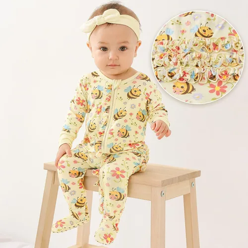 Miniatura 5 de Footie Ruffled Zippered Viscose from Bamboo One-Piece Baby Clothes 0-36 Months