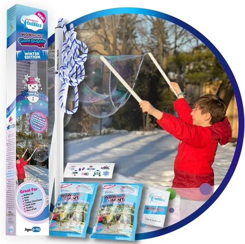 Miniatura 8 de WOWmazing Kit Grab-N-Go: Incluye varita, concentrado de burbujas gigante, cubo y folleto de consejos y trucos Juguete al aire libre para niños