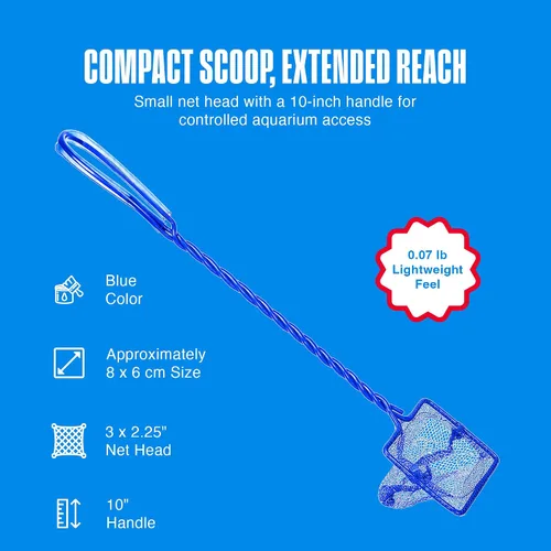 Miniatura 4 de Penn-Plax Quick-Net Aquarium Fish Net - Fine Mesh, Vinyl-Covered Braided Handle - Small Aquarium Cleaning Tool for Gentle Fish Handling - Use in