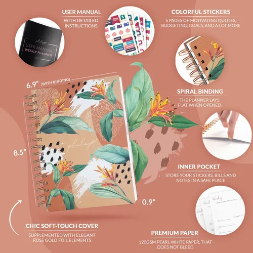 Miniatura 2 de PLANBERRY Planificador semanal premium – Organizador de vida sin fecha y planificador de presupuesto – Gestión del tiempo, establecimiento