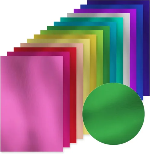 Whaline 28 hojas de 14 colores surtidos con brillantina, papel de papel metálico para álbumes de recortes, papel de manualidades para manualidades,
