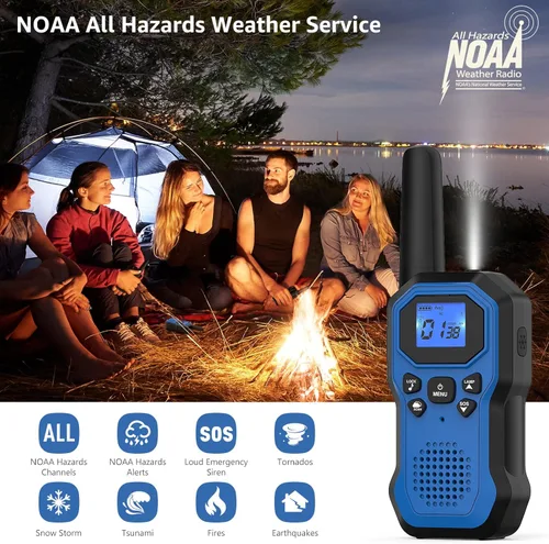 Miniatura 6 de Walkie Talkies para adultos Radios de 2 vías de largo alcance para niños recargables paquete de 4 unidades, senderismo, camping, esquí