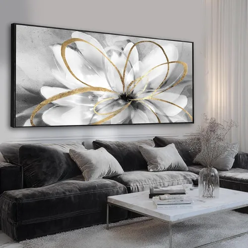 Miniatura 12 de SOUGUAN Cuadros de Arte en Blanco y Negro Abstractos Colgantes de Pared Decoración Obra de Arte Moderna 20"X40" Decoraciones de Pared