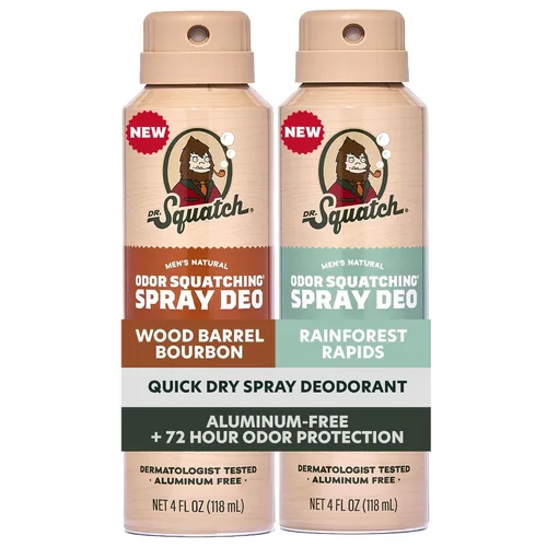 Dr. Squatch Spray Natural Desodorante para hombre, desodorante de secado rápido, sin aluminio, probado por dermatólogos, creado para todo tipo de
