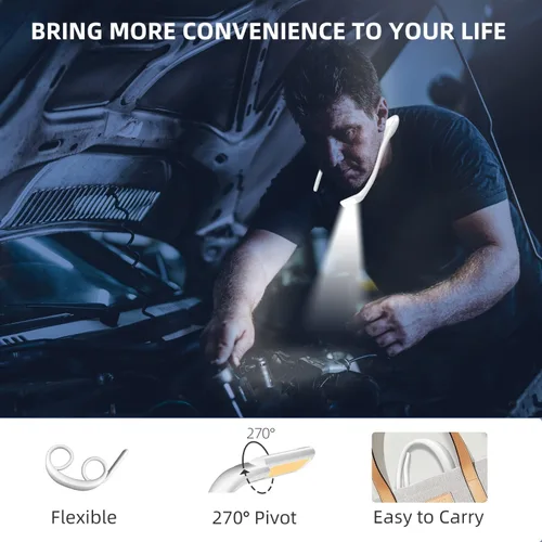 Miniatura 5 de Luz de lectura LED para el cuello, luz de libro para leer en la cama, lámpara de escritorio de brillo ajustable, 3 modos de color, brazos flexibles