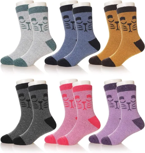 Miniatura 97 de Eocom 6 pares de calcetines de invierno cálidos de lana para niños y niñas