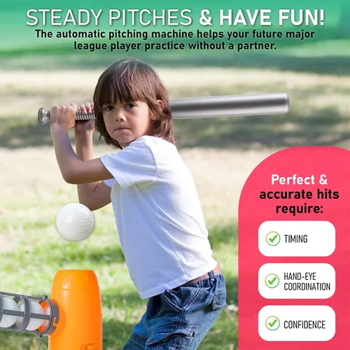 Miniatura 2 de YESMARKS Máquina de Lanzamiento de Béisbol Automática para Niños Juego de Juguetes para Exteriores - Equipo de Entrenamiento y Juguetes de Práctica