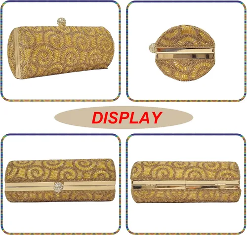 Miniatura 2 de Novedosos bolsos cilíndricos para mujer, bolso de noche para fiesta, bolso de mano de cristal, para novia, graduación, boda, cóctel